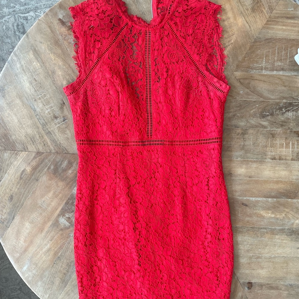 Red lace dress